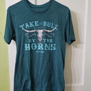 Take the Bull by the Horns Teal Short Sleeve Tee